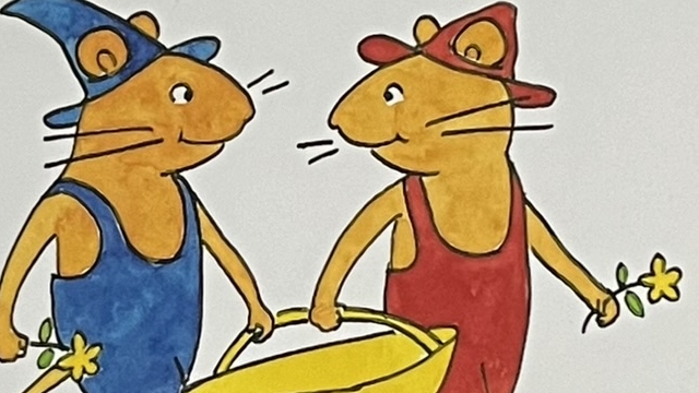 『ぐりとぐら』の絵本の表紙のイラストです。ぐりとぐらのイラストが描かれています。