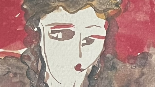 『絵会話仏快話』の本の表紙のイラストです。女性の顔のイラストが描かれています。