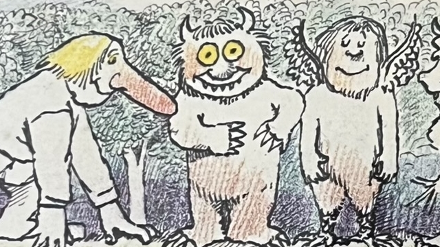 『Seven Little Monsters』の絵本の表紙のイラストです。モンスターの絵が描かれています。