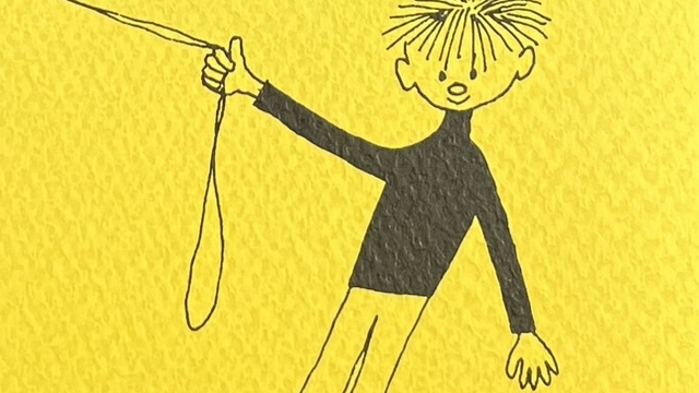 『VAD AR DESIGN』の冊子の表紙のイラストです。男の子がなにかの紐を持っている絵です。