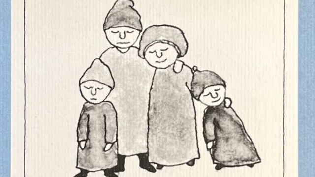 『ねむたいひとたち』の絵本の表紙のイラストです。ねむたい人たちが描かれています。