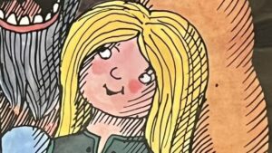 『ゼラルダと人食い鬼』の絵本の表紙のイラストです。女の子の絵が描かれています。