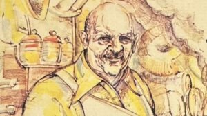 『ビアードさんのパンの本』の表紙のイラストです。ビアードさんの絵が描かれています。