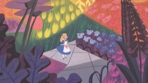 『メアリー・ブレア展』の図録の表紙です。色鮮やかな世界に女の子が描かれています。