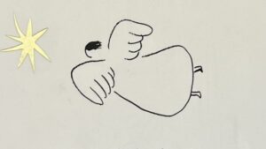 『天使のみつけかた』の本の表紙です。天使が飛んでいる絵が描かれています。