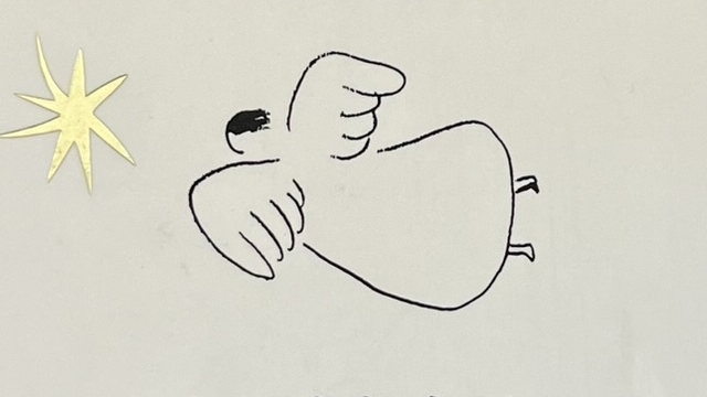 『天使のみつけかた』の本の表紙です。天使が飛んでいる絵が描かれています。