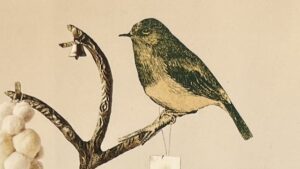 『ことり』の本の表紙のイラストです。枝にとまる鳥の絵が描かれています。