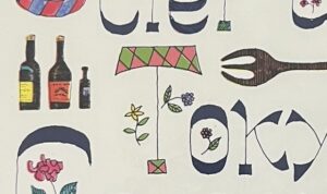 「東京の空の下　オムレツのにおいは流れる」の本の表紙です。タイトルを絵文字風にしたフランス語が描かれています。